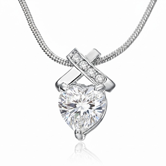 Swarovski Jewelry - Swarovski® Crystal • 6 carat T.W Infinity Heart Bridal Necklace • Silver Overlay
